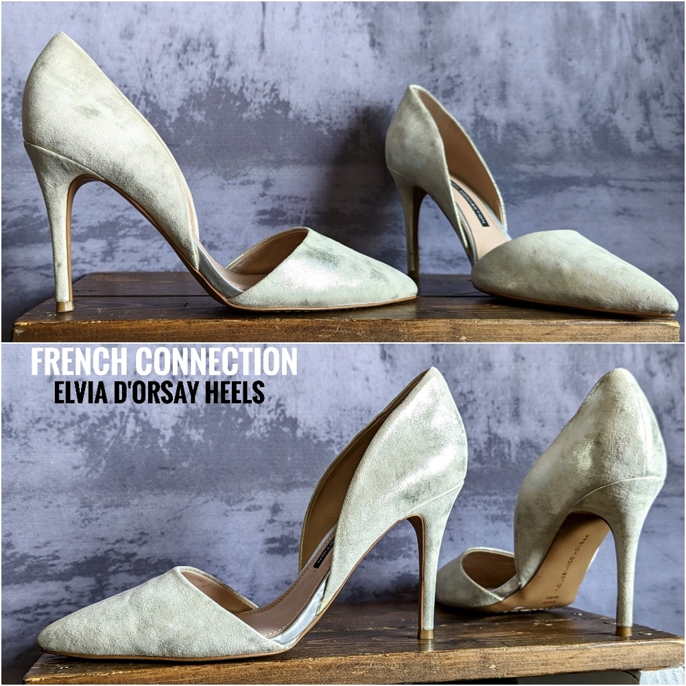 French Connection Elvia pearlescent leather D'Orsay pumps, EU 41 = US 10